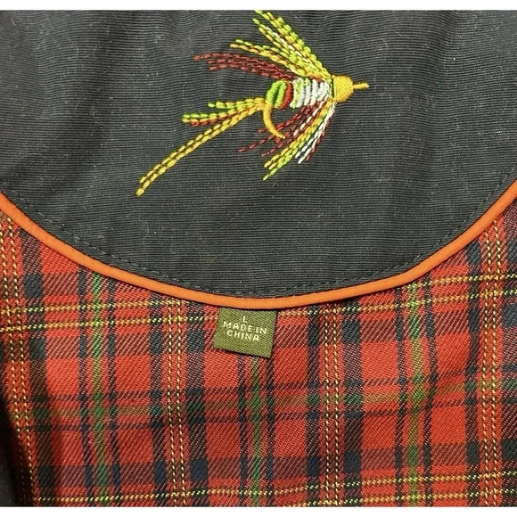 Orvis Men’s Large Navy Hooded Coat Plaid Lined - Picture 4 of 9